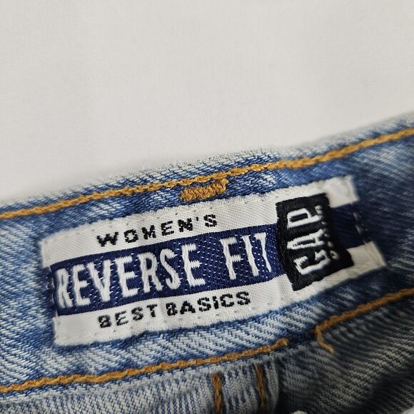 Y2K Gap Mom Jeans Blue Denim High Rise Reverse Fit Womens 12 Long 28x34 - Picture 4 of 8